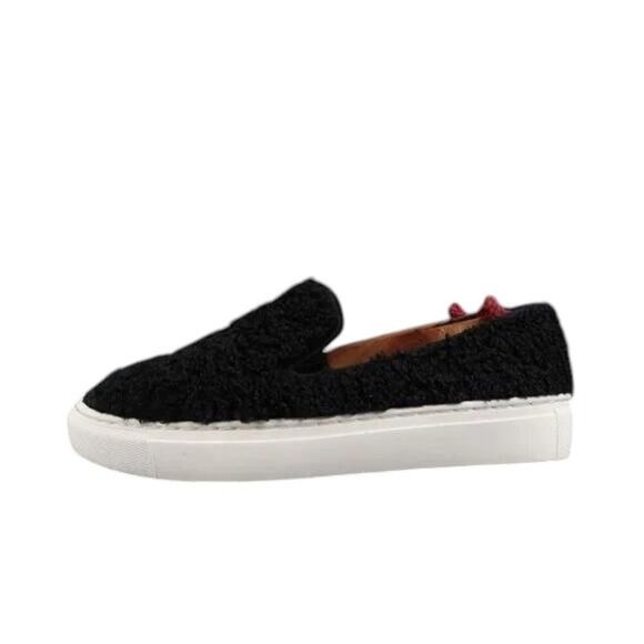 Steven Shoes Womens 6 Sneakers Casual Slip On Skimmer Faux Fur Black Fashion NY - Picture 3 of 16